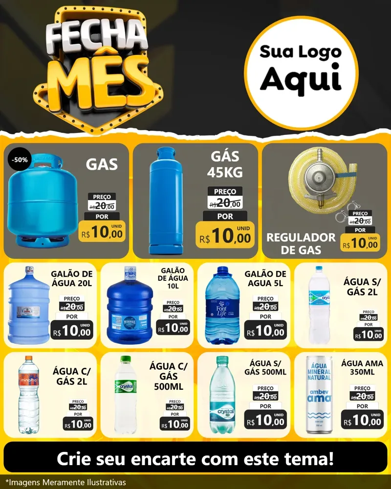 Modelo de Rede Social para Feed Instagram com o tema Fecha Mês para Água e gás