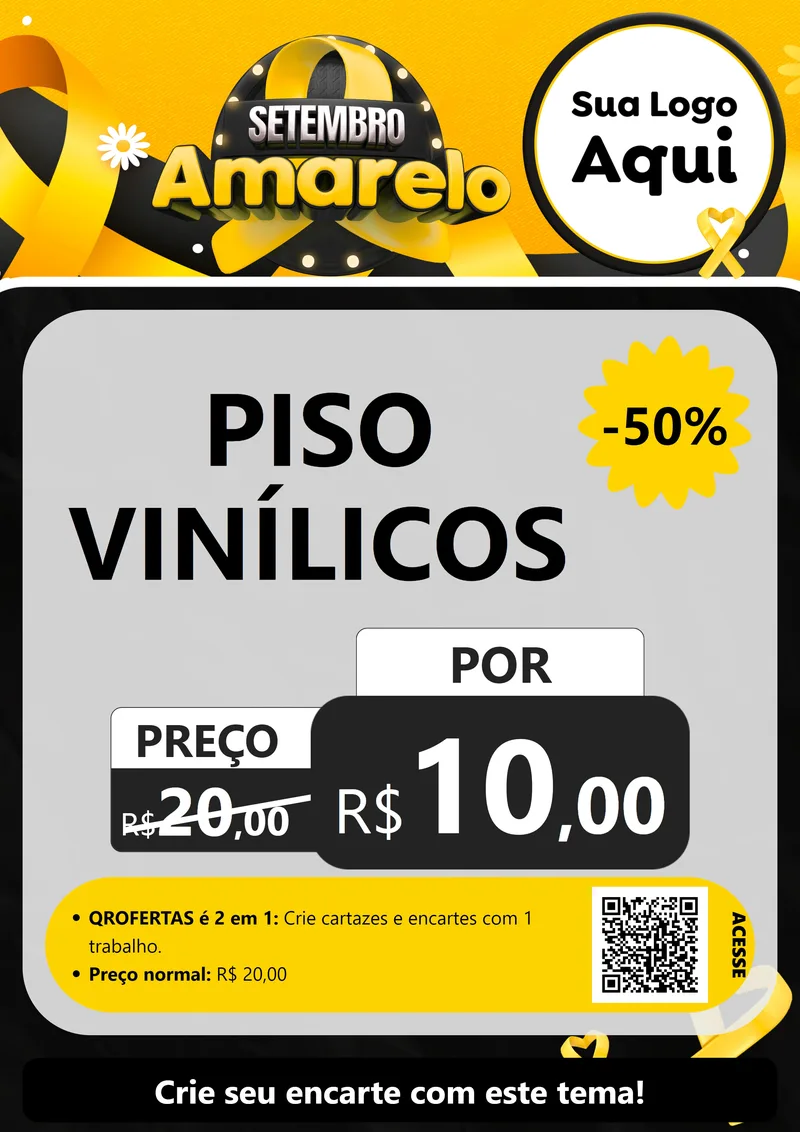 Modelo de Cartaz para Cartaz A4 Vertical com o tema Setembro Amarelo para Material para Construção