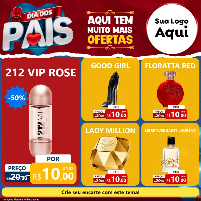 Modelo de Rede Social para Feed Facebook com o tema Dia dos Pais para Perfumes
