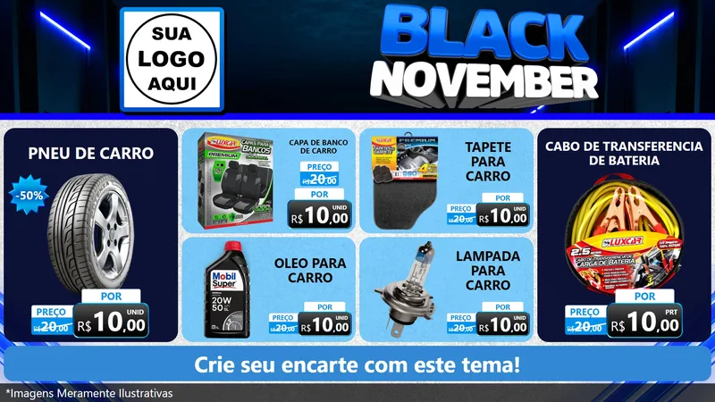 Modelo de TV para TV Horizontal com o tema Black November para Auto peças