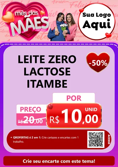 Modelo de Cartaz para Cartaz A4 Vertical com o tema Mês Das Mães para Frios e Laticínios
