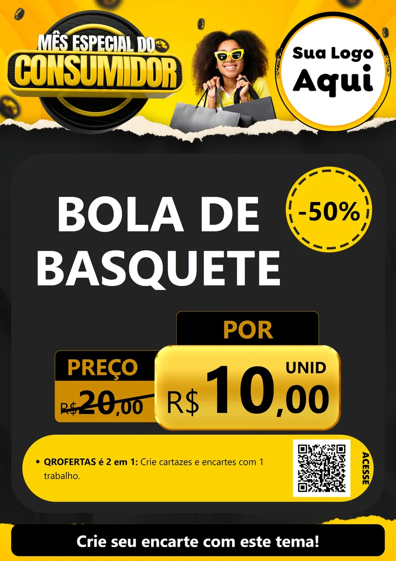 Modelo de Cartaz para Cartaz A4 Vertical com o tema Mês Especial do Consumidor para Artigos Esportivos