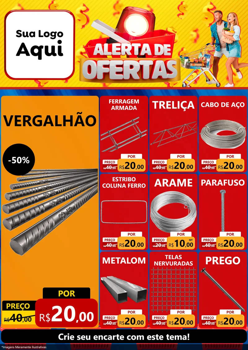Modelo de Encarte para Encarte A4 Vertical com o tema Alerta de Ofertas para Ferragens