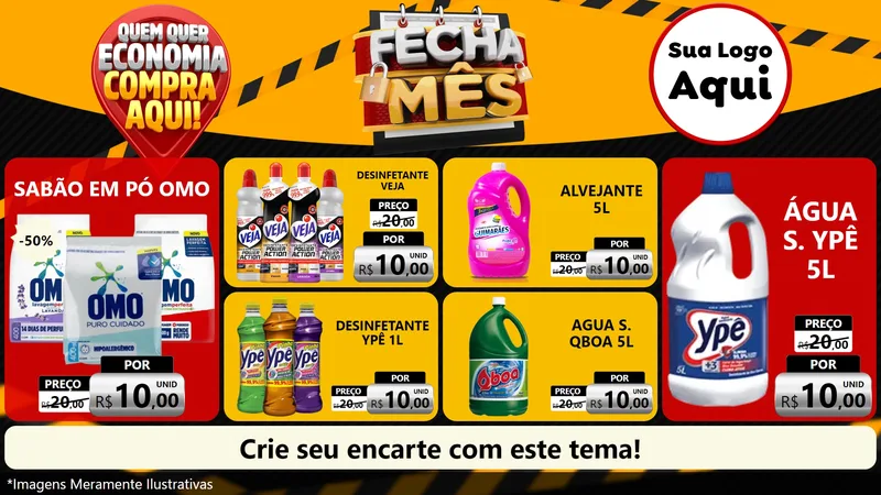 Modelo de TV para TV Horizontal com o tema Fecha Mês para Produtos de Limpeza