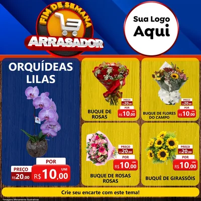 Modelo de Rede Social para Feed Facebook com o tema Fim De Semana Arrasador para Floricultura e jardim