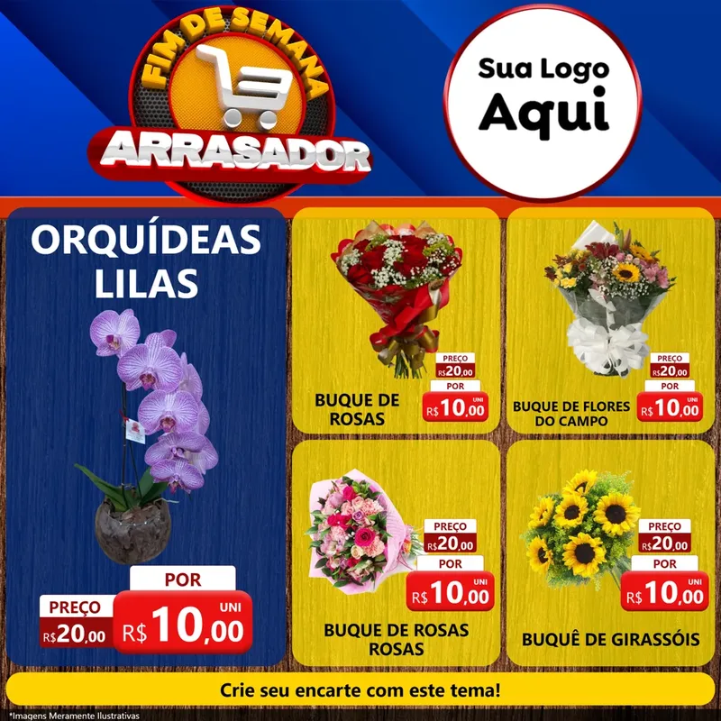 Modelo de Rede Social para Feed Facebook com o tema Fim De Semana Arrasador para Floricultura e jardim