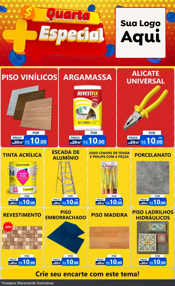 Modelo de Encarte para Encarte Grande com o tema Quarta Mais Especial para Material para Construção