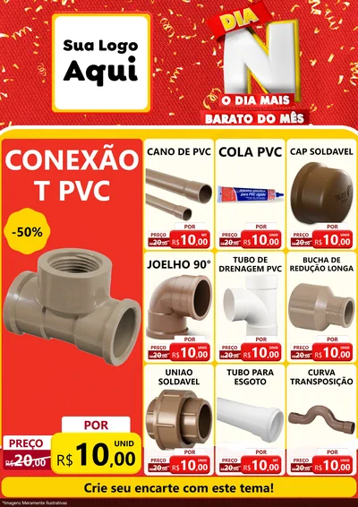 Modelo de Encarte para Encarte A4 Vertical com o tema Dia N o Dia Mais Barato do Mês para Tubos e conexões