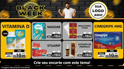 Modelo de TV para TV Horizontal com o tema Black Week para Farmácia