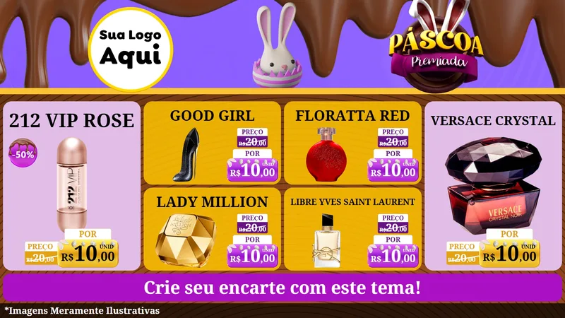 Modelo de TV para TV Horizontal com o tema Páscoa Premiada para Perfumes