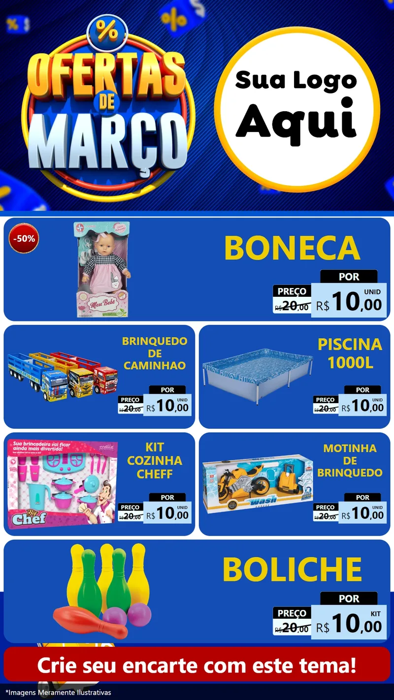 Modelo de TV para TV Vertical com o tema Ofertas de Março para Brinquedos