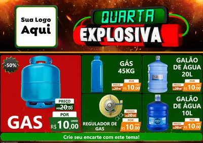 Modelo de Encarte para Encarte A4 Horizontal com o tema Quarta Explosiva para Água e gás