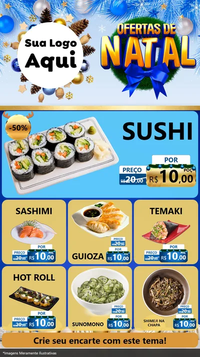 Modelo de Rede Social para Stories com o tema Ofertas de Natal para Comida japonesa