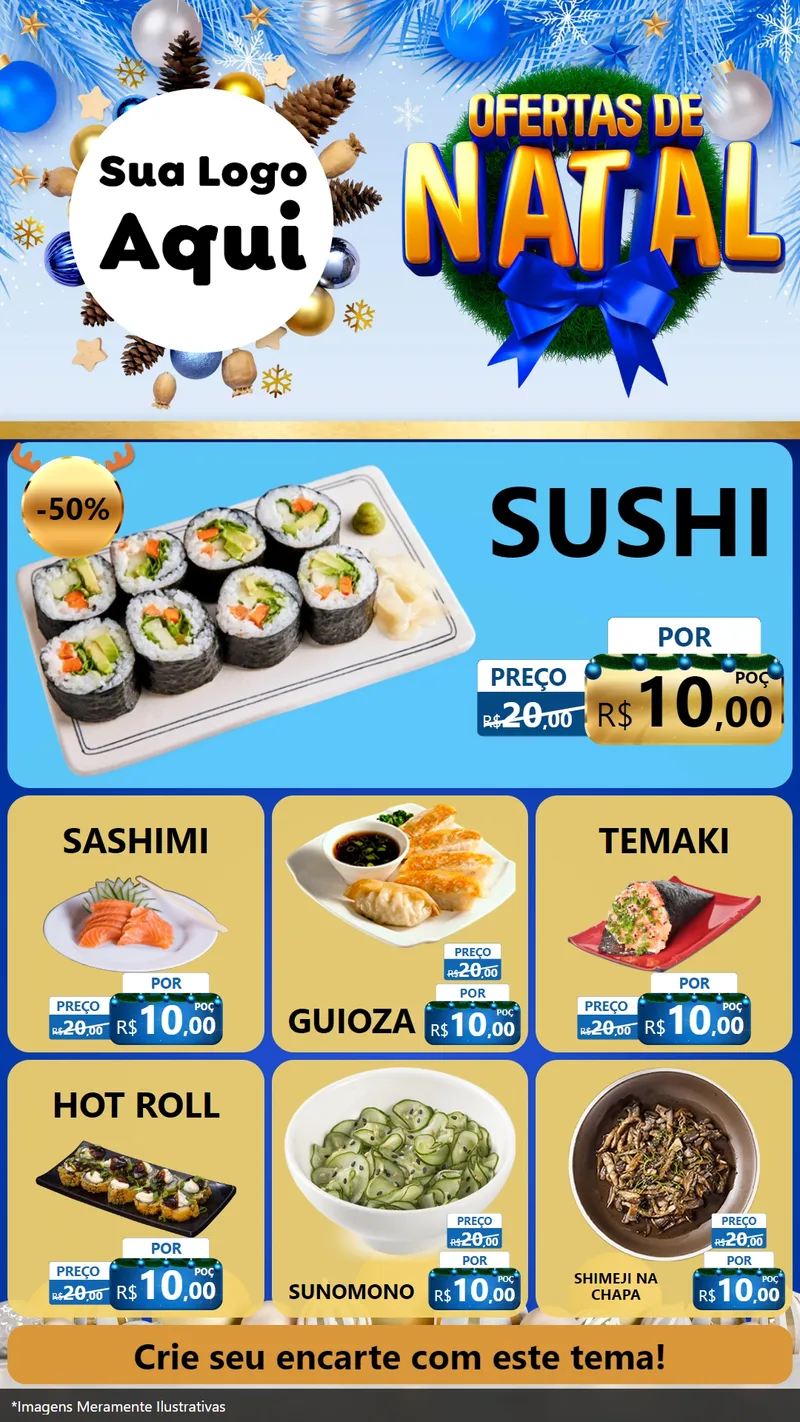 Modelo de Rede Social para Stories com o tema Ofertas de Natal para Comida japonesa