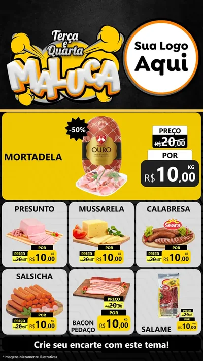 Modelo de Rede Social para Stories com o tema Terça e Quarta Maluca para Frios e Laticínios