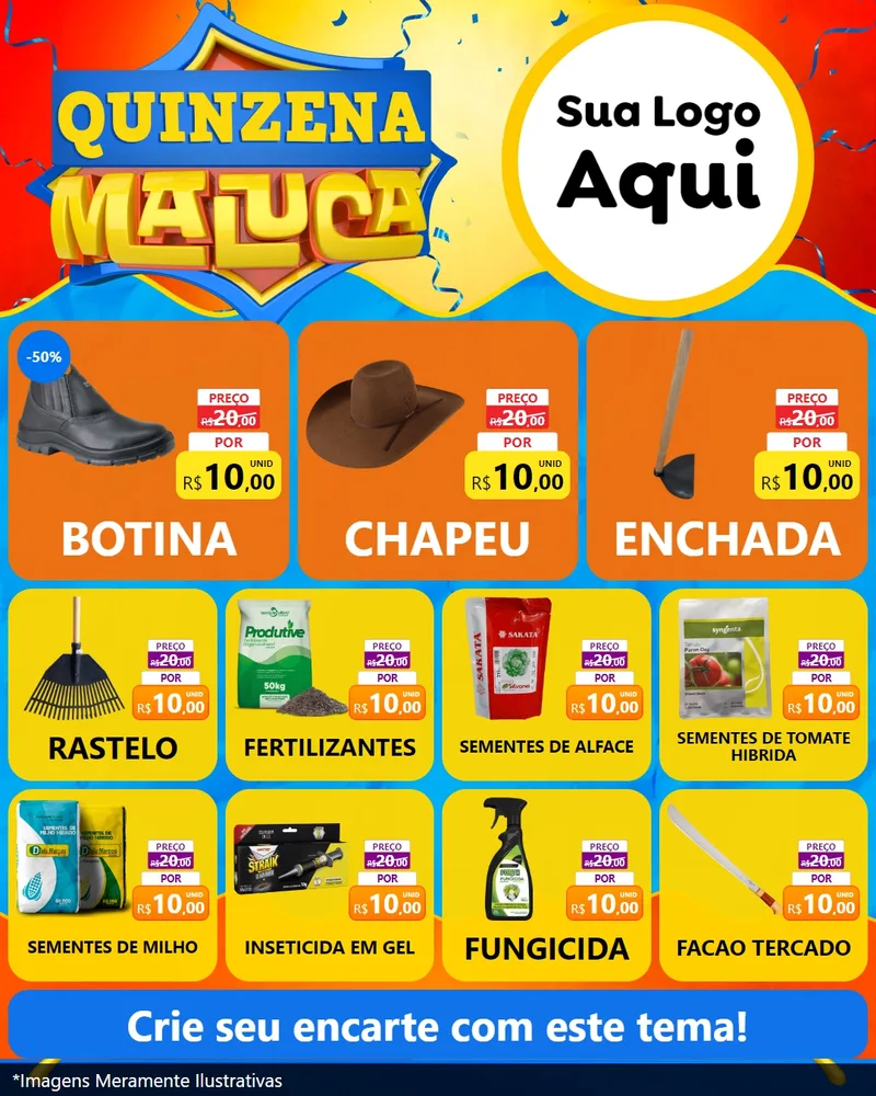 Modelo de Rede Social para Feed Instagram com o tema Quinzena Maluca para Agropecuária