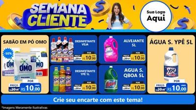 Modelo de TV para TV Horizontal com o tema Semana do Cliente para Produtos de Limpeza