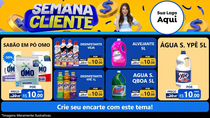 Modelo de TV para TV Horizontal com o tema Semana do Cliente para Produtos de Limpeza