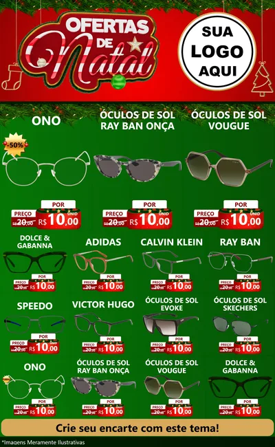 Modelo de Encarte para Encarte Grande com o tema Ofertas de Natal para Óticas