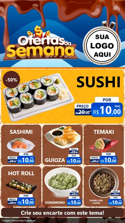 Modelo de Rede Social para Stories com o tema Ofertas da Semana - Páscoa para Comida japonesa