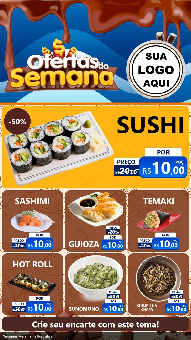 Modelo de Rede Social para Stories com o tema Ofertas da Semana - Páscoa para Comida japonesa