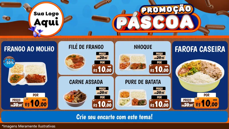 Modelo de TV para TV Horizontal com o tema Promoção Páscoa para Restaurante