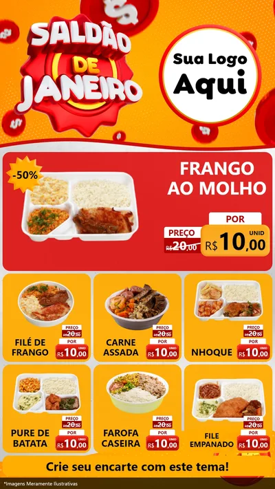 Modelo de Rede Social para Stories com o tema Saldão de Janeiro para Restaurante