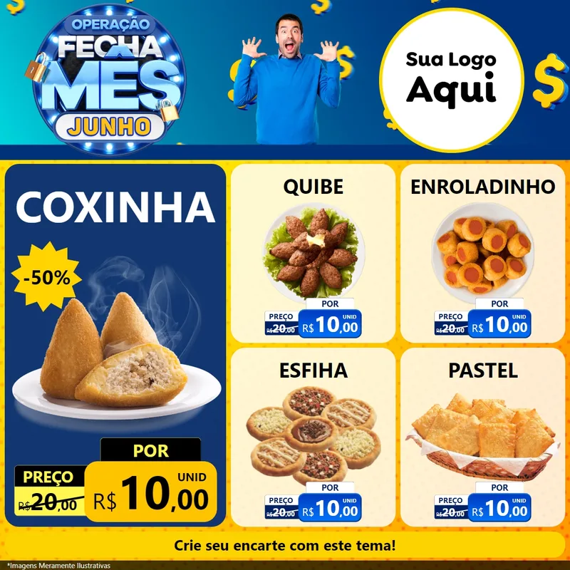 Modelo de Rede Social para Feed Facebook com o tema Operação Fecha Mês, Junho para Salgadaria