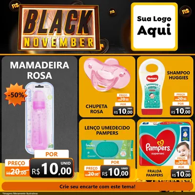 Modelo de Rede Social para Feed Facebook com o tema Black November para Bebês