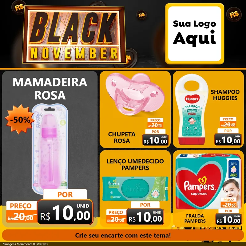 Modelo de Rede Social para Feed Facebook com o tema Black November para Bebês
