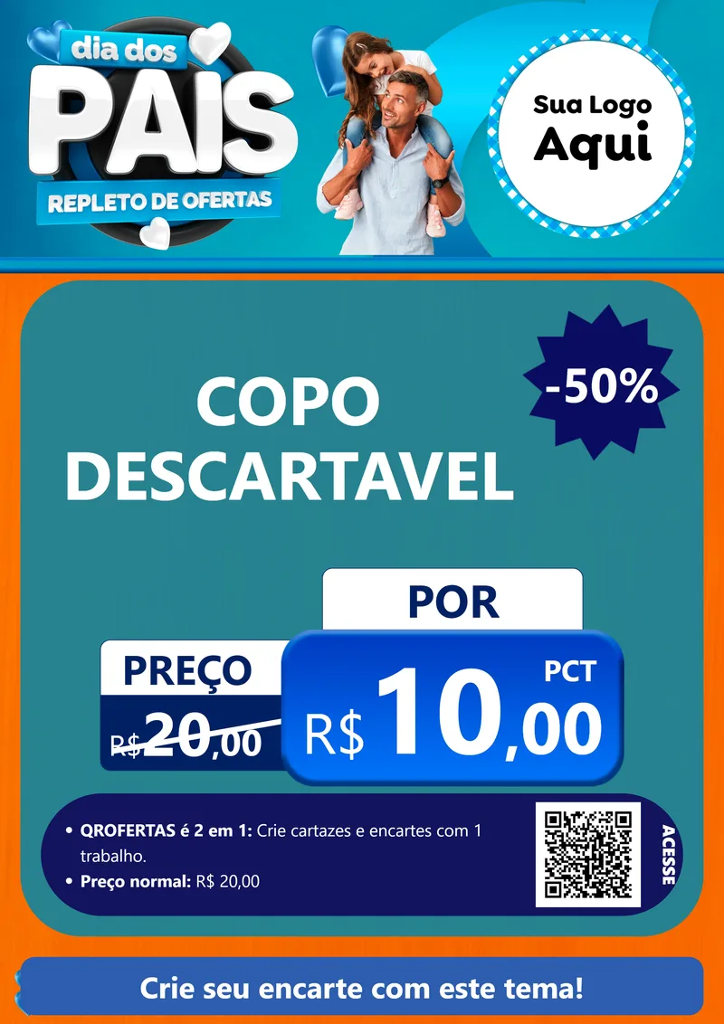 Modelo de Cartaz para Cartaz A4 Vertical com o tema Dia Dos Pais Repleto de Ofertas para Embalagens