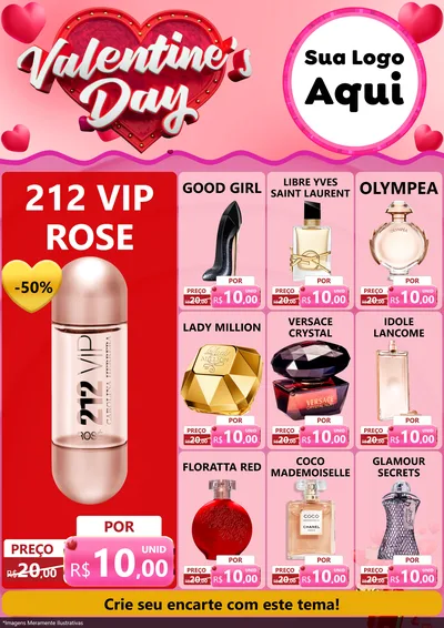 Modelo de Encarte para Encarte A4 Vertical com o tema Valentine's Day para Perfumes