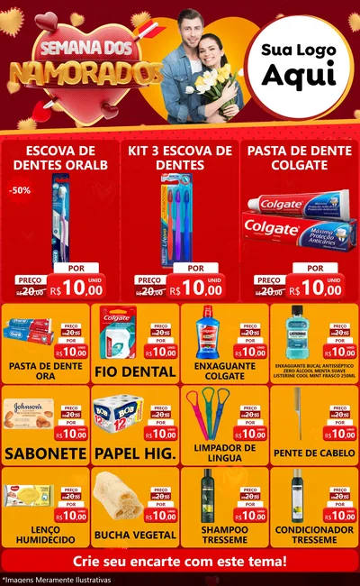 Modelo de Encarte para Encarte Grande com o tema Semana dos Namorados para Higiene Pessoal