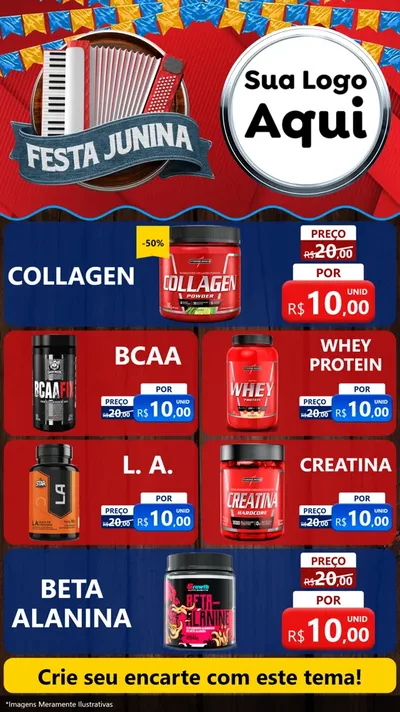 Modelo de TV para TV Vertical com o tema Festa Junina para Suplementos alimentares
