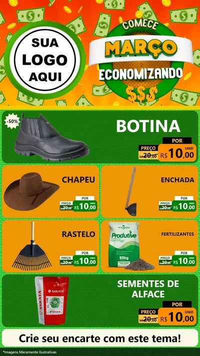 Modelo de TV para TV Vertical com o tema Comece Março Economizando para Agropecuária