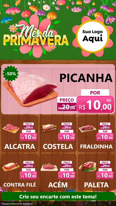 Modelo de Rede Social para Stories com o tema Mês da Primavera para Açougue