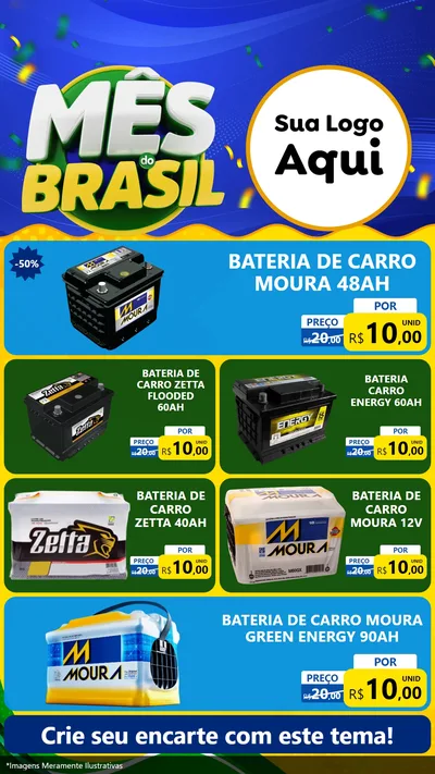 Modelo de TV para TV Vertical com o tema Mês do Brasil para Baterias Elétricas