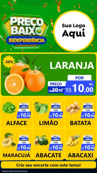 Modelo de Rede Social para Stories com o tema Preço Baixo de Independência para Hortifrúti