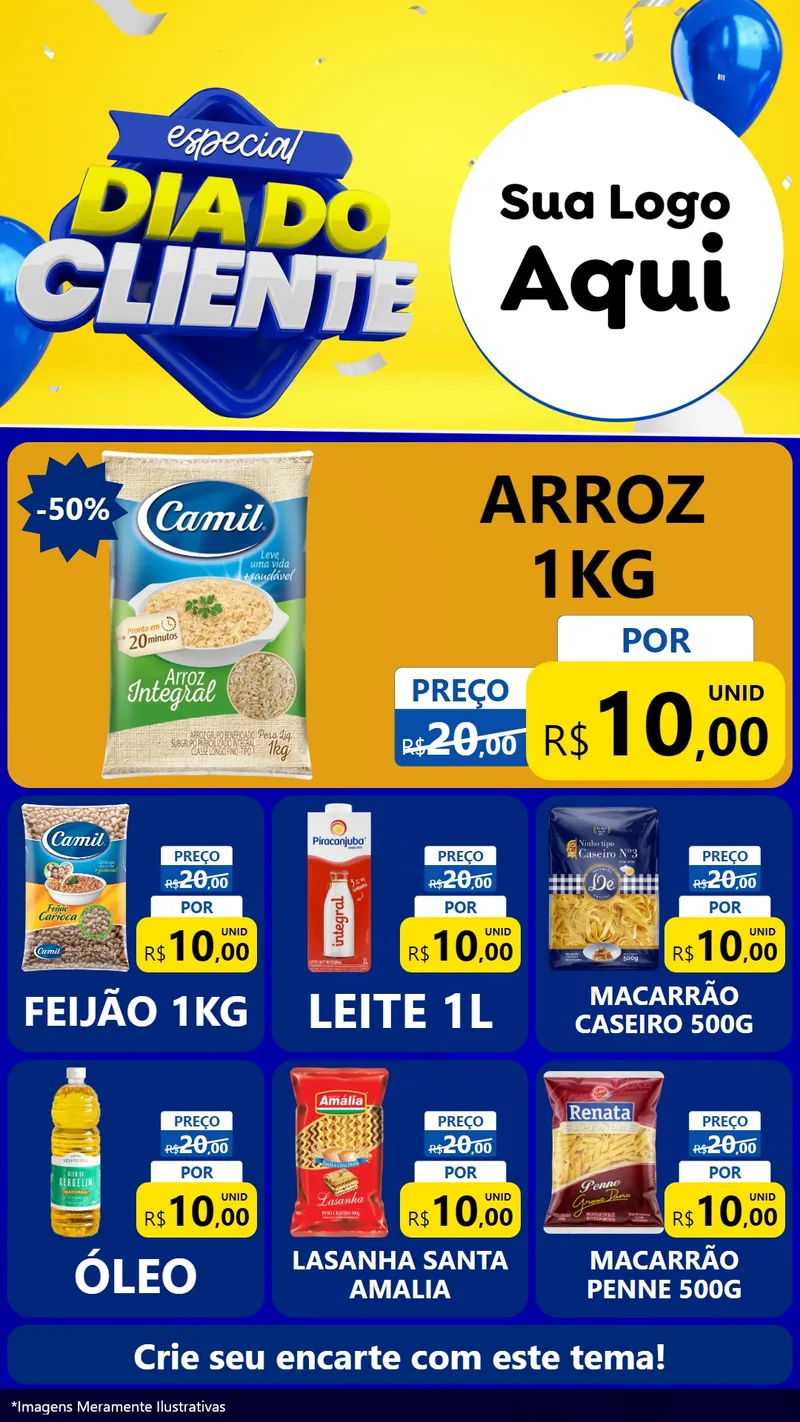 Modelo de Rede Social para Stories com o tema Especial Dia do Cliente para Supermercado