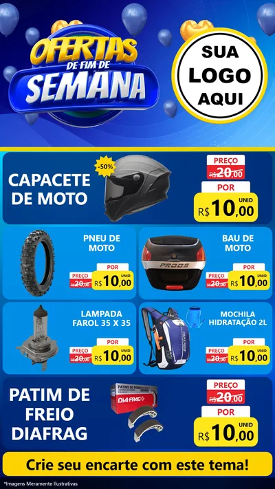 Modelo de TV para TV Vertical com o tema Ofertas de Fim de Semana para Moto peças