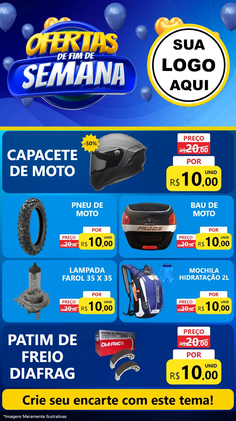 Modelo de TV para TV Vertical com o tema Ofertas de Fim de Semana para Moto peças