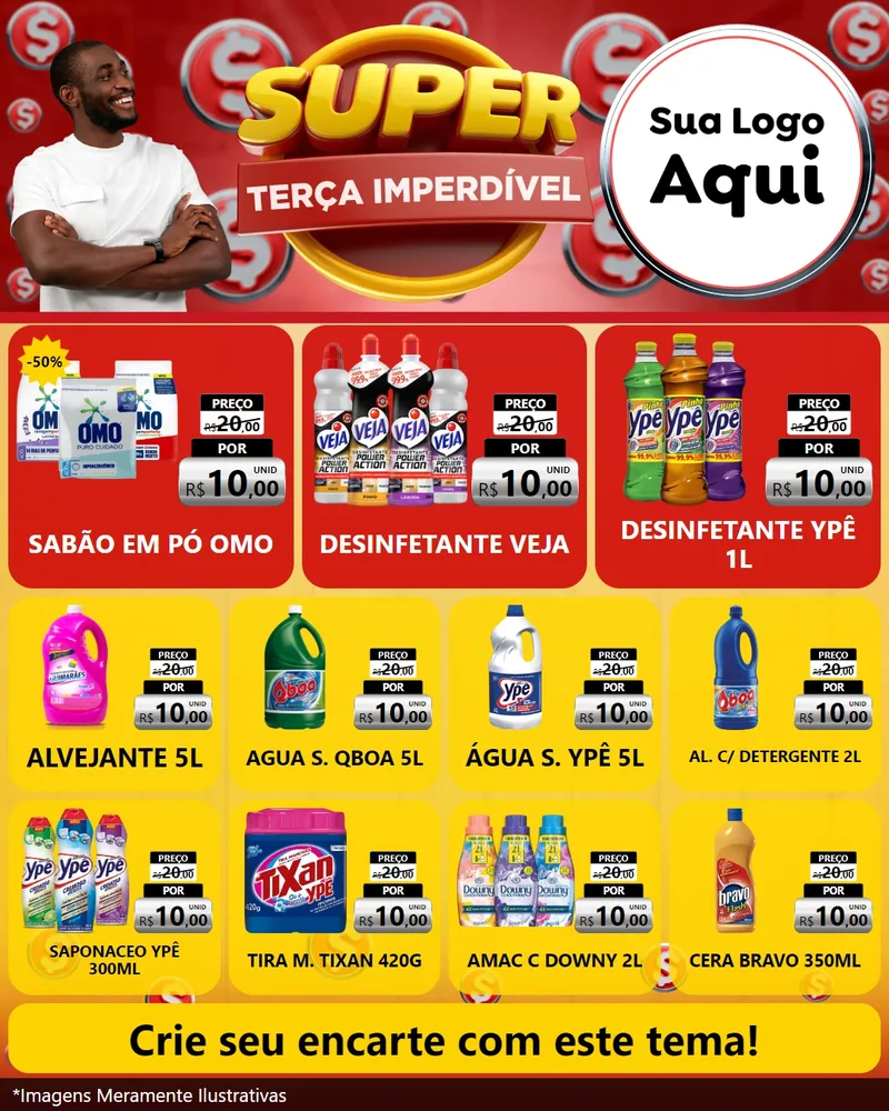 Modelo de Rede Social para Feed Instagram com o tema Super Terça Imperdível para Produtos de Limpeza