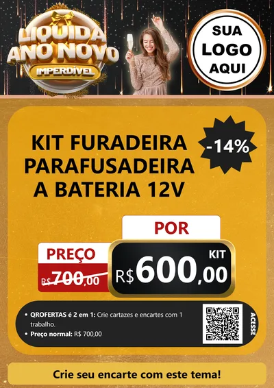 Modelo de Cartaz para Cartaz A4 Vertical com o tema Liquida Ano Novo Imperdível para Maquinas e Ferramentas