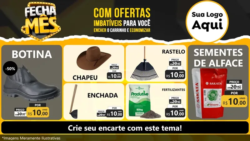 Modelo de TV para TV Horizontal com o tema Fecha Mês para Agropecuária