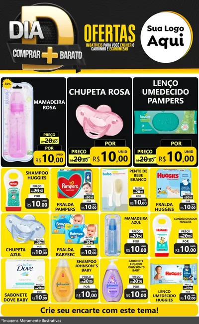 Modelo de Encarte para Encarte Grande com o tema Dia D Mais Economia para Bebês