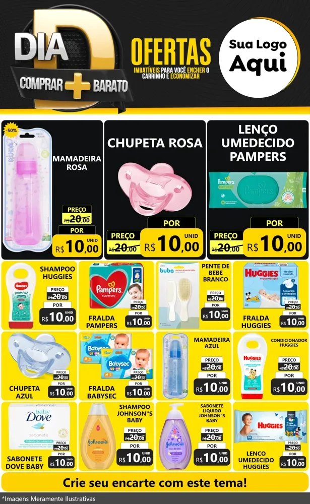 Modelo de Encarte para Encarte Grande com o tema Dia D Mais Economia para Bebês