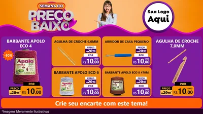 Modelo de TV para TV Horizontal com o tema Semana do Preço Baixo para Armarinho e Aviamentos