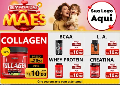 Modelo de Encarte para Encarte A4 Horizontal com o tema Semana das Mães para Suplementos alimentares