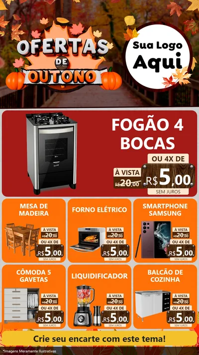 Modelo de Rede Social para Stories com o tema Ofertas de Outono para Móveis e Eletro