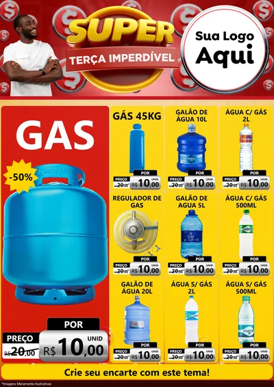 Modelo de Encarte para Encarte A4 Vertical com o tema Super Terça Imperdível para Água e gás